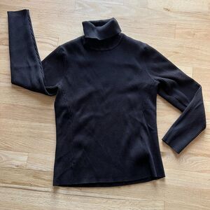 Coldwater Creek medium black Ribbed Turtleneck Sweater pullover minimalist